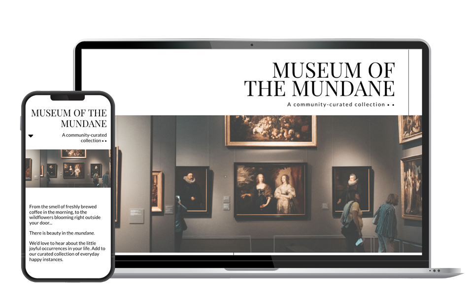 Mobile and laptop view of Museum of the Mundane.