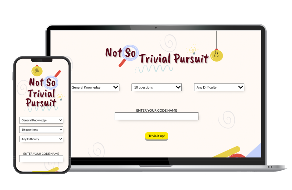 Mobile and laptop view of Not So Trivial Pursuit.